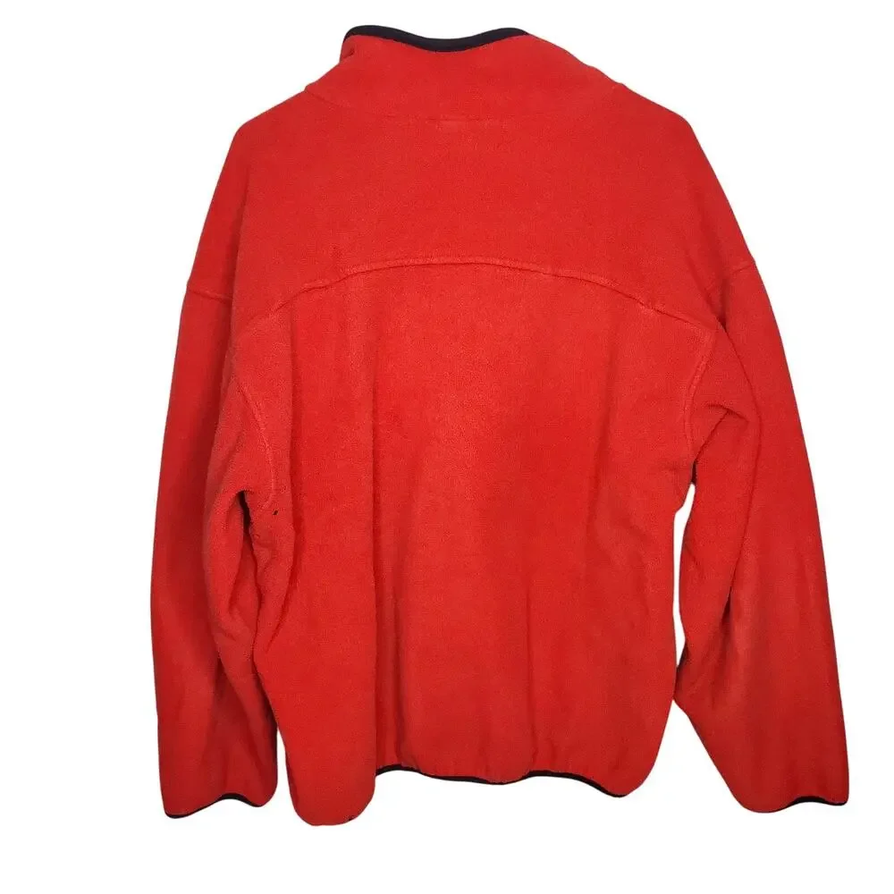 The North Face Red Fleece Quarter Zip Jacket Kangaroo Pocket XL Made in USA VTG